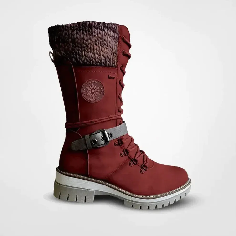 🔥 Last Day 60% OFF 🔥 Avery - Women Buckle Lace Knitted Mid-calf Boots