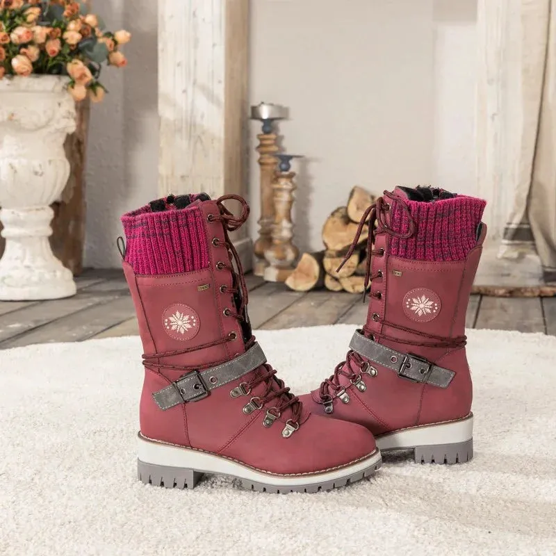 🔥 Last Day 60% OFF 🔥 Avery - Women Buckle Lace Knitted Mid-calf Boots
