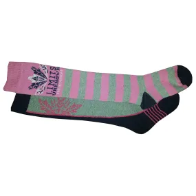 2 x Girls Kids Knee High Thermal Warm Long Snow Wellington Boot Ski Socks