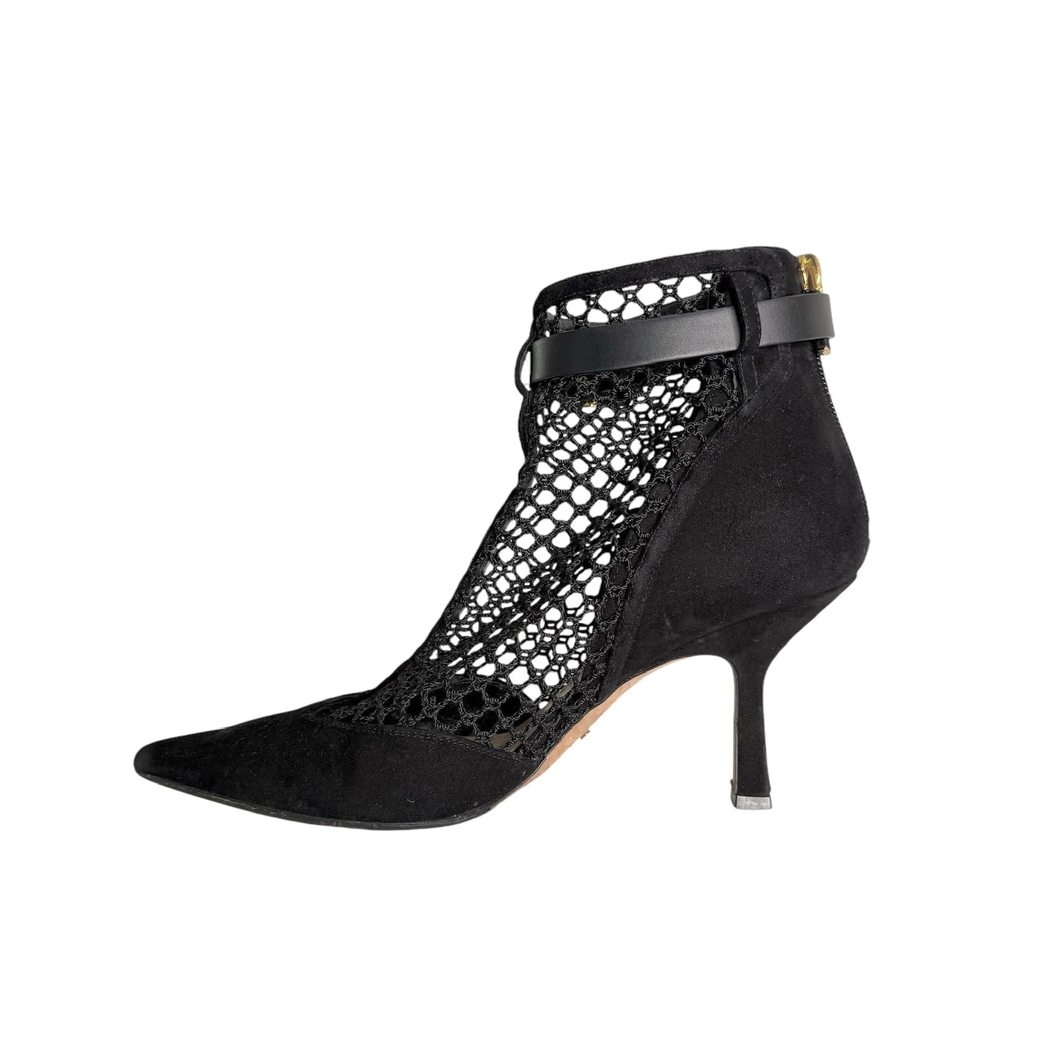 Black Suede & Crochet Boots - 8