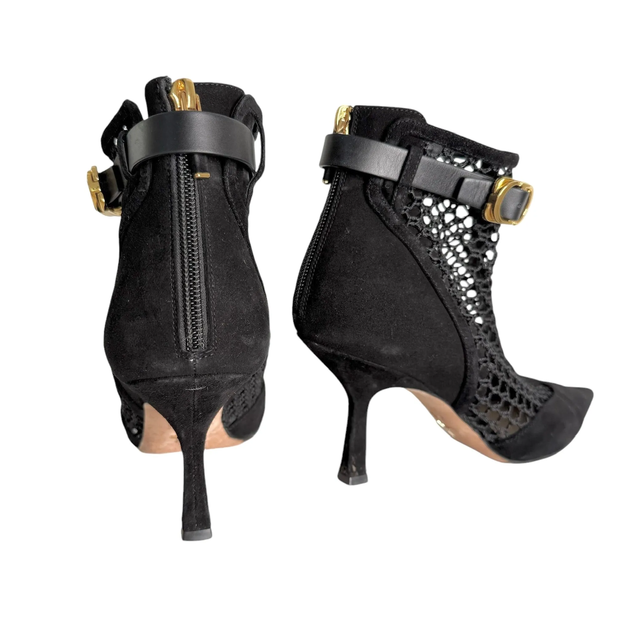 Black Suede & Crochet Boots - 8