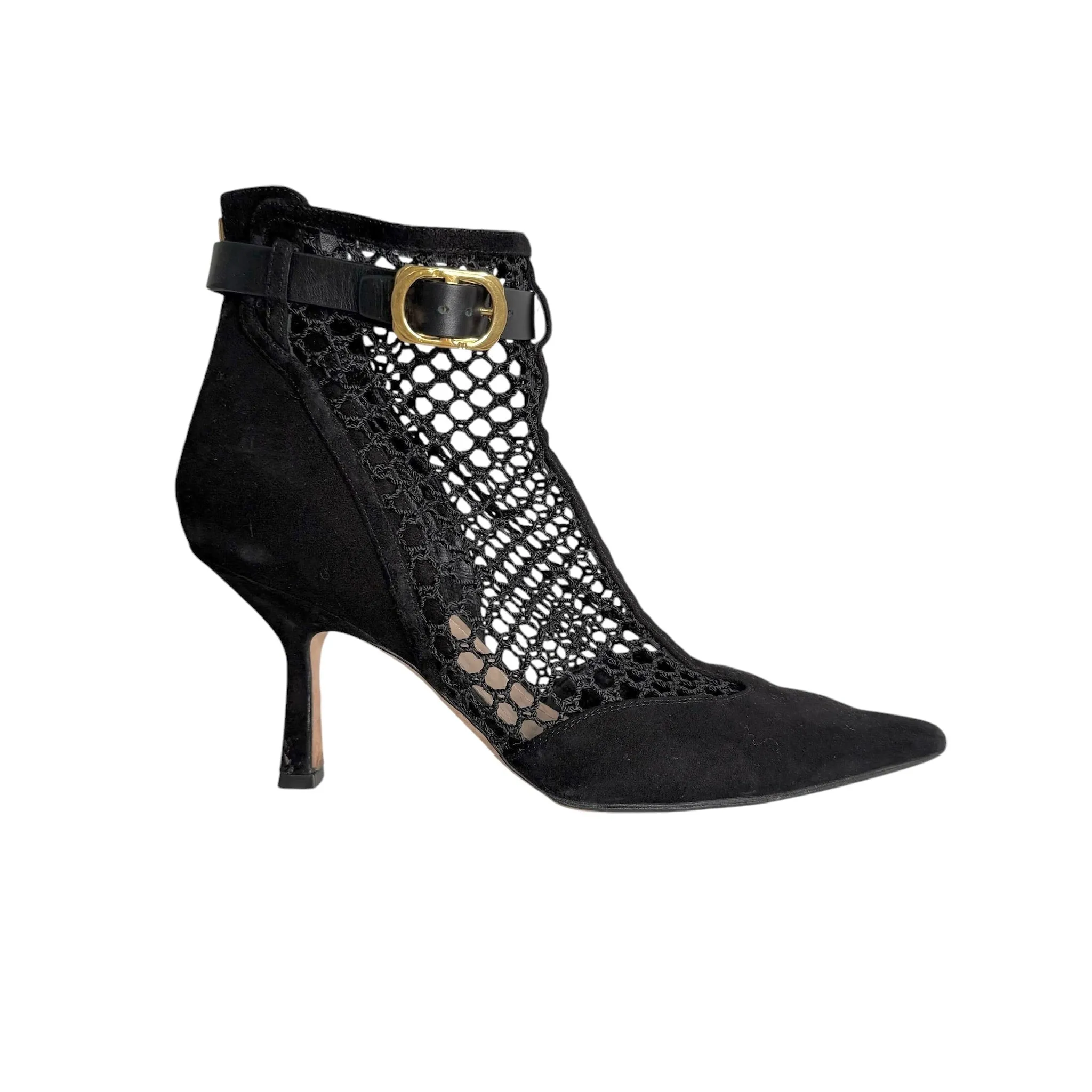 Black Suede & Crochet Boots - 8