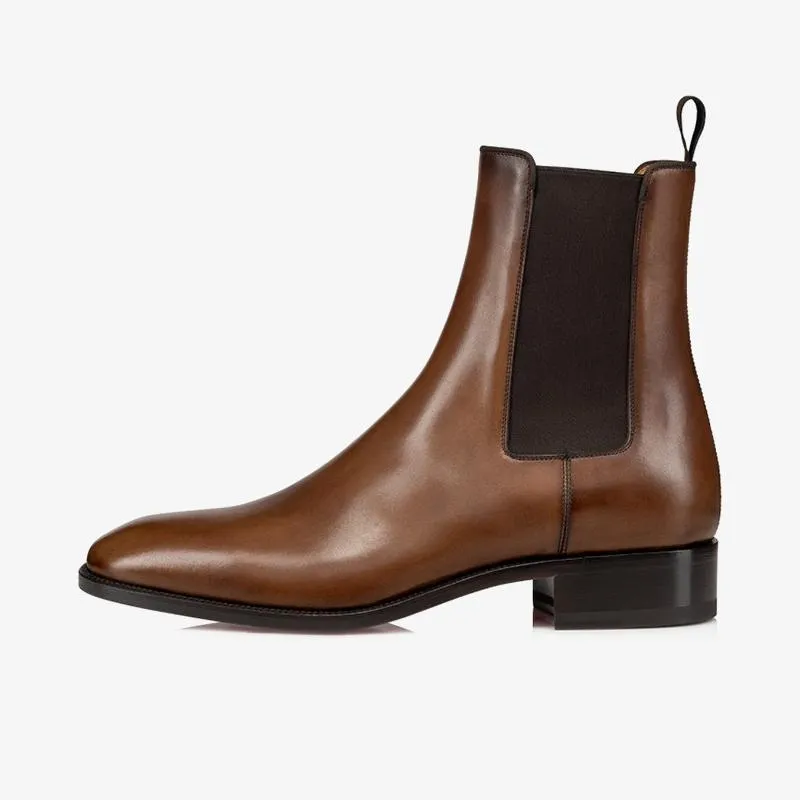 City Brown Patinated Leather Boot