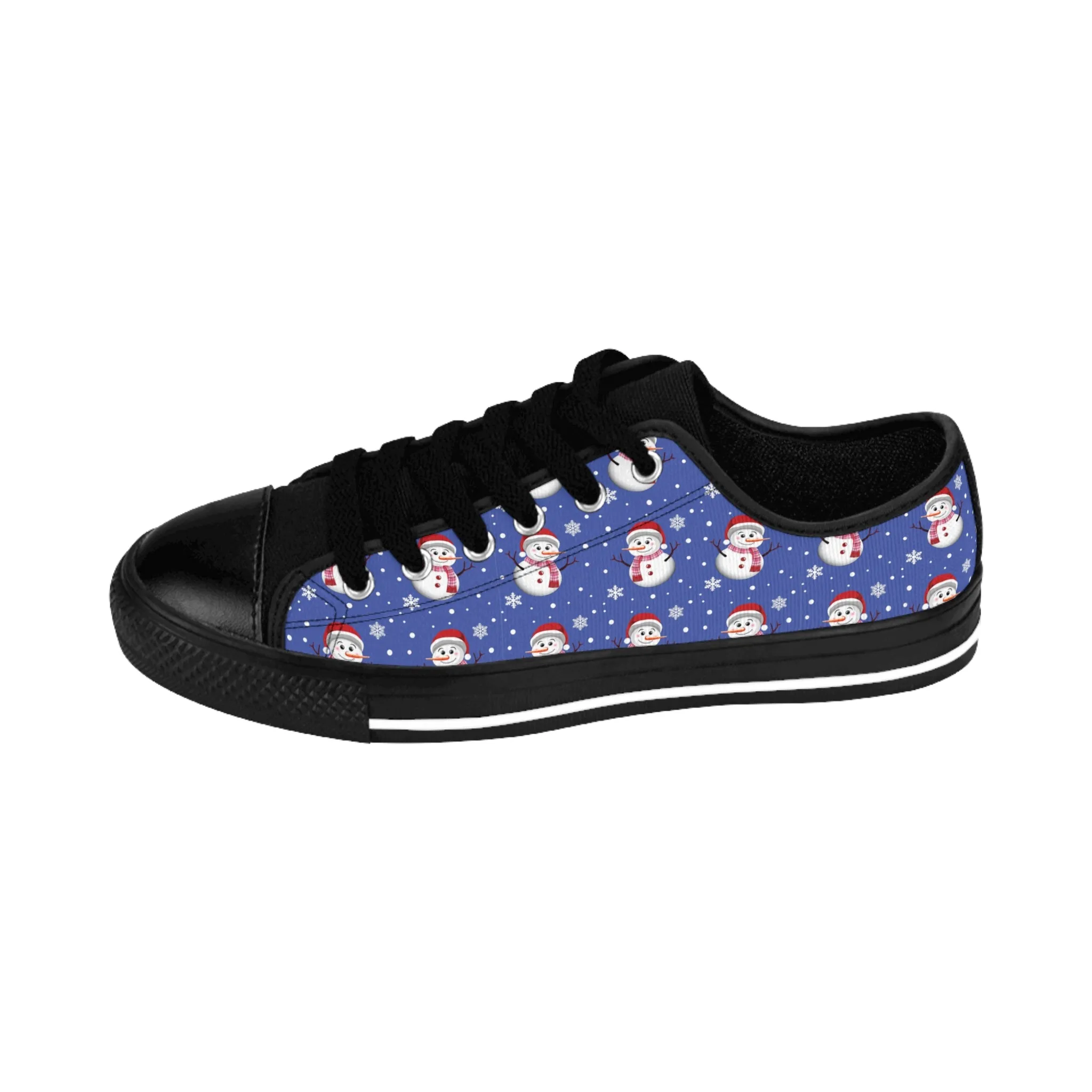 Festive Snowman Blue Background Women's Sneakers