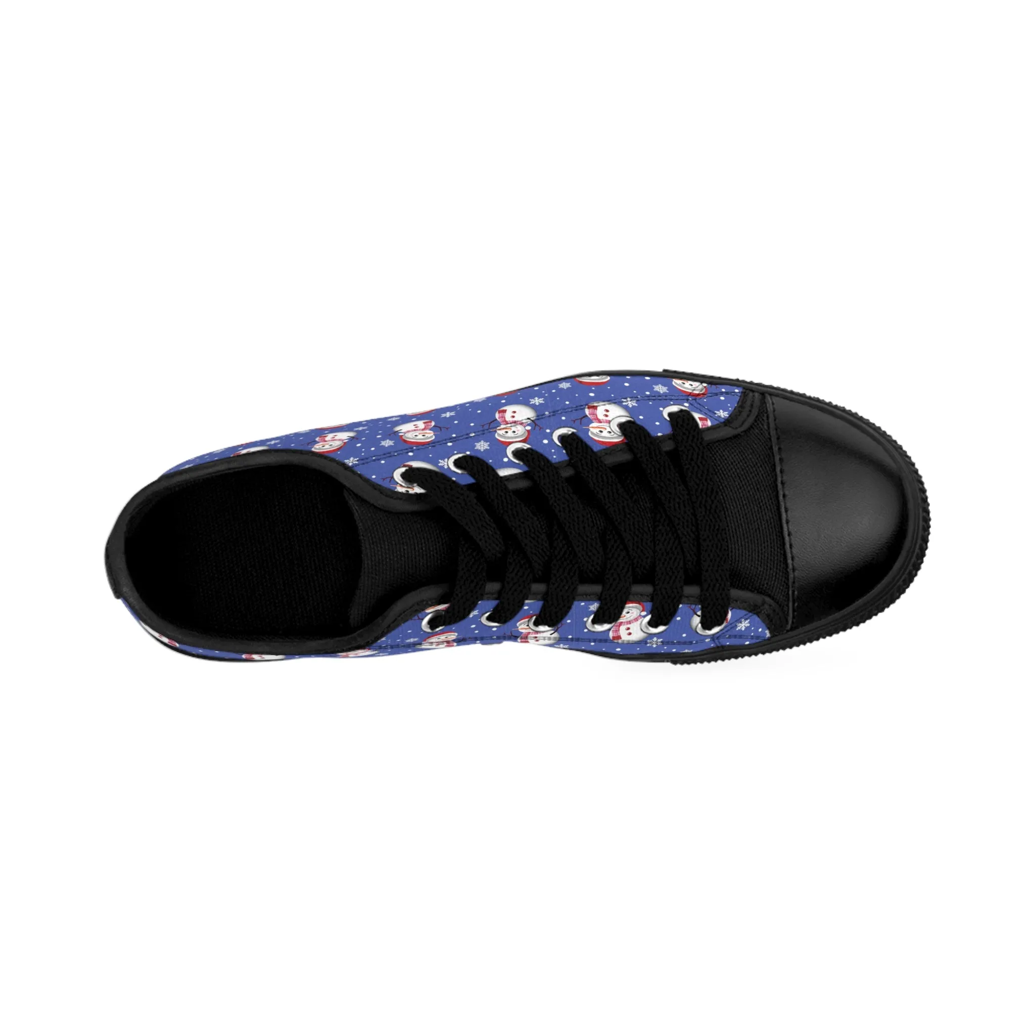 Festive Snowman Blue Background Women's Sneakers