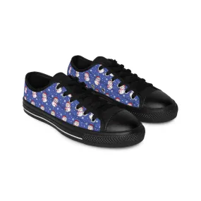 Festive Snowman Blue Background Women's Sneakers