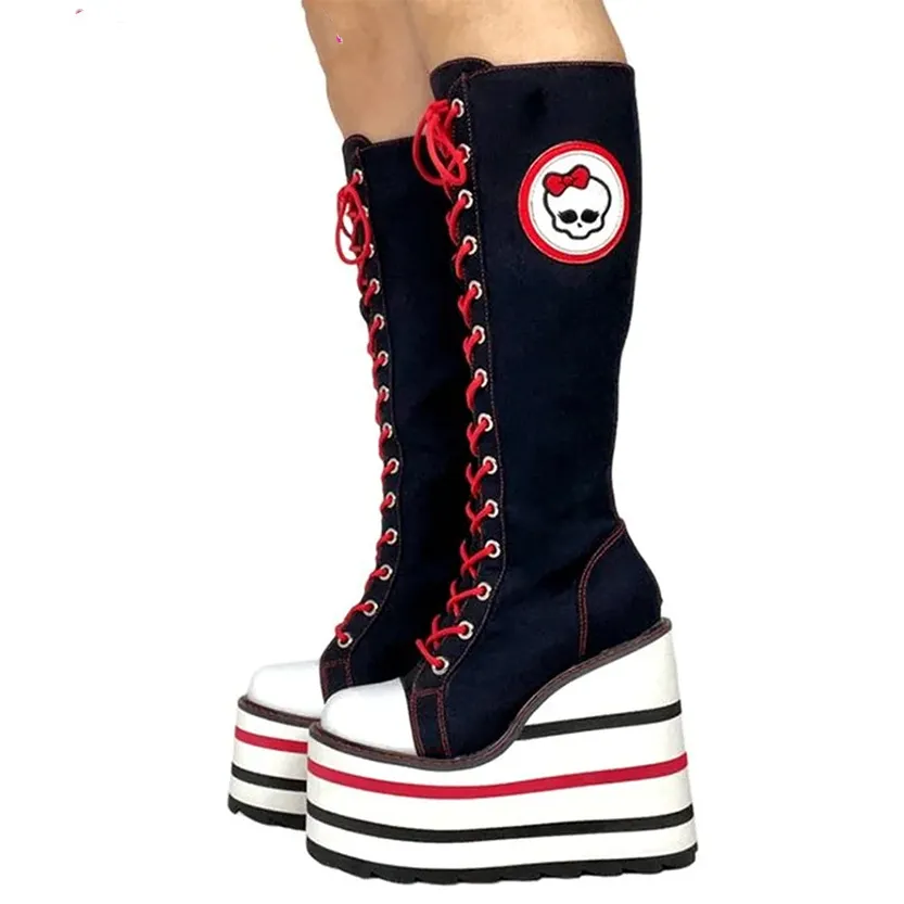 Funki Buys | Boots | Women's Canvas Platform Wedge Sneakers
