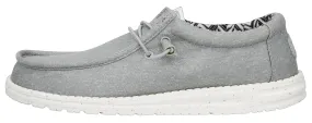 Hey Dude Wally Light Grey Canvas Mens Lace Up Shoes
