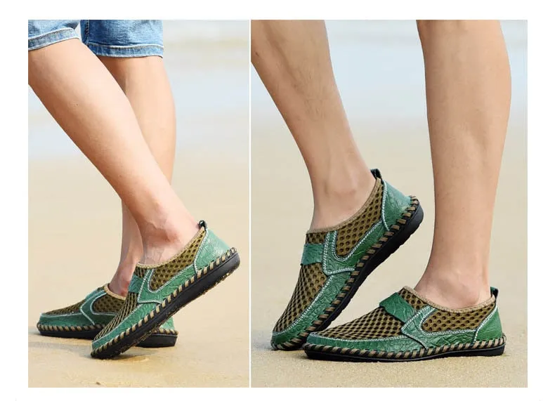 Hnzxzm Summer Loafers Shoes Men Mesh Breathable Summer Shoes Flat Mens Casual Shoes Male Brand Footwear Big Size 45 ZHK063