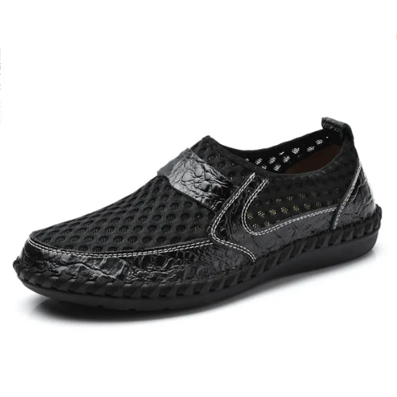 Hnzxzm Summer Loafers Shoes Men Mesh Breathable Summer Shoes Flat Mens Casual Shoes Male Brand Footwear Big Size 45 ZHK063