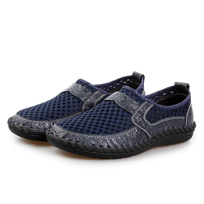 Hnzxzm Summer Loafers Shoes Men Mesh Breathable Summer Shoes Flat Mens Casual Shoes Male Brand Footwear Big Size 45 ZHK063