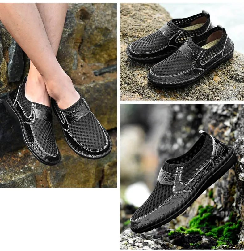 Hnzxzm Summer Loafers Shoes Men Mesh Breathable Summer Shoes Flat Mens Casual Shoes Male Brand Footwear Big Size 45 ZHK063