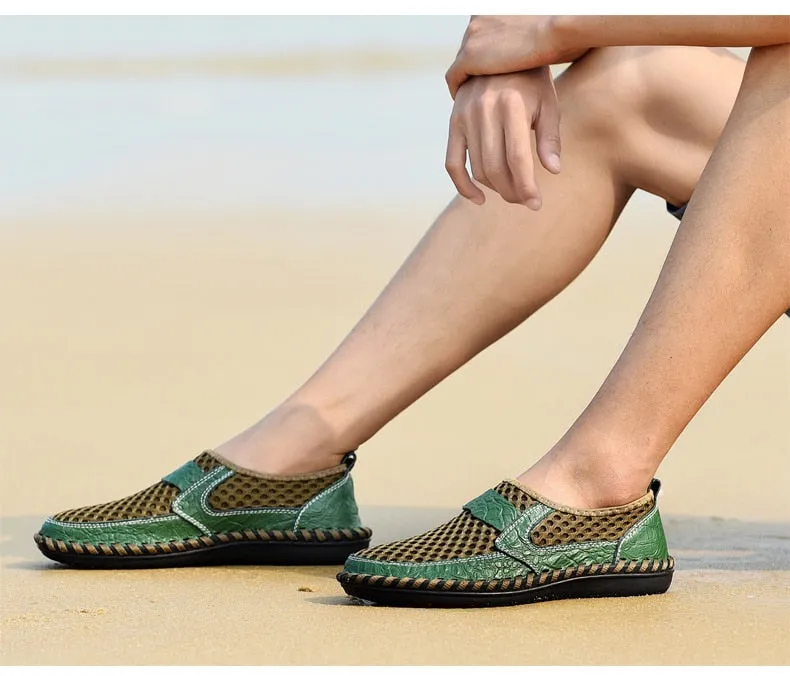 Hnzxzm Summer Loafers Shoes Men Mesh Breathable Summer Shoes Flat Mens Casual Shoes Male Brand Footwear Big Size 45 ZHK063