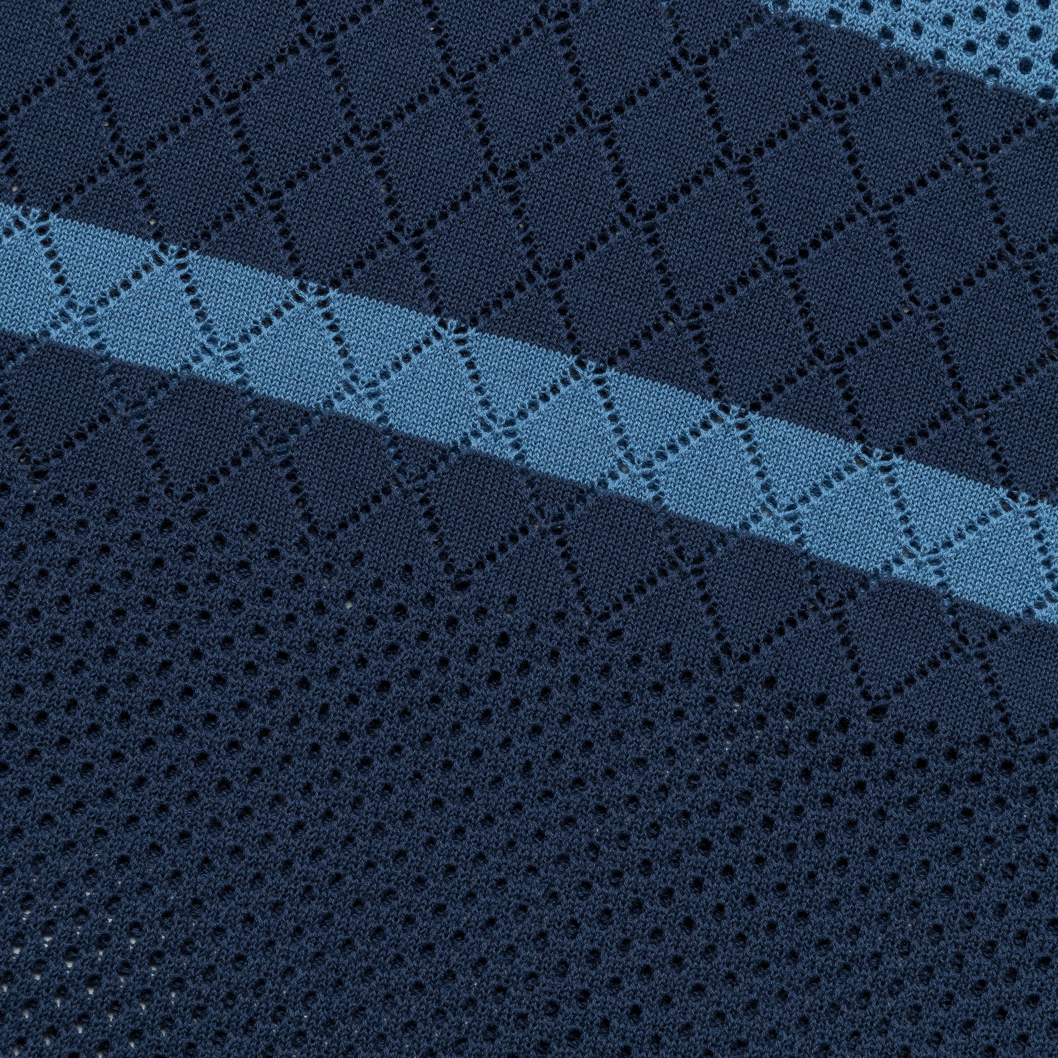 Knit Polo Mesh Stripe - Navy