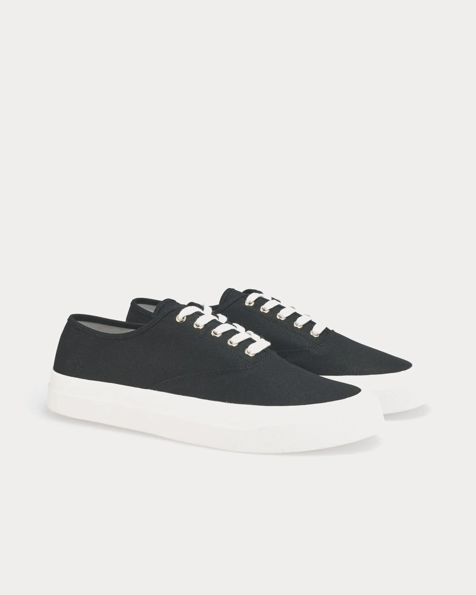 Lace-Up Canvas Black Low Top Sneakers