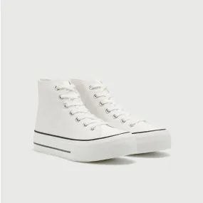 Lefties- BLOCK HEEL CANVAS ANKLE BOOTS
