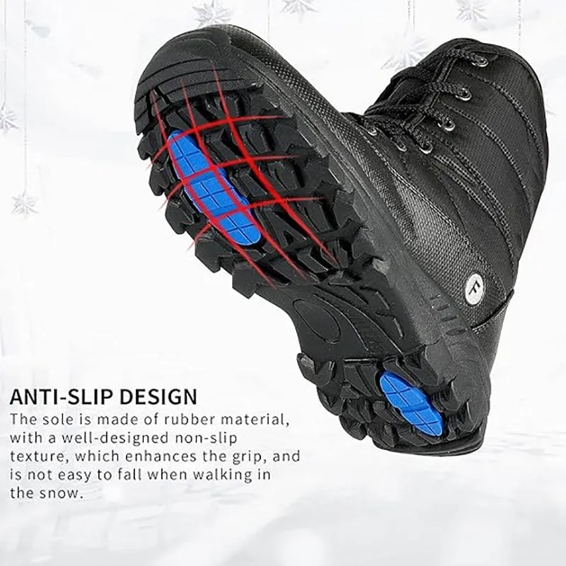 (Limited Time 70% Discount Event) Men's 2024 Winter New Ankle Support Wide Toe Snow Boots Orthopedic Arch Support Warm Anti-puncture Waterproof Non-slip Hiking Boots