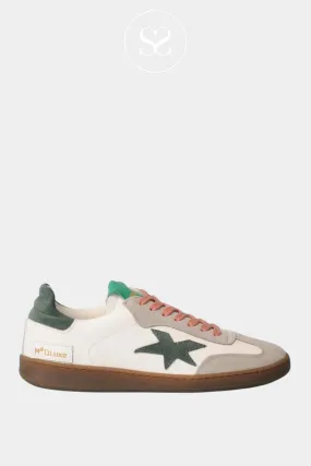 MELINE WHITE & GREEN LEATHER LOW PROFILE TRAINERS