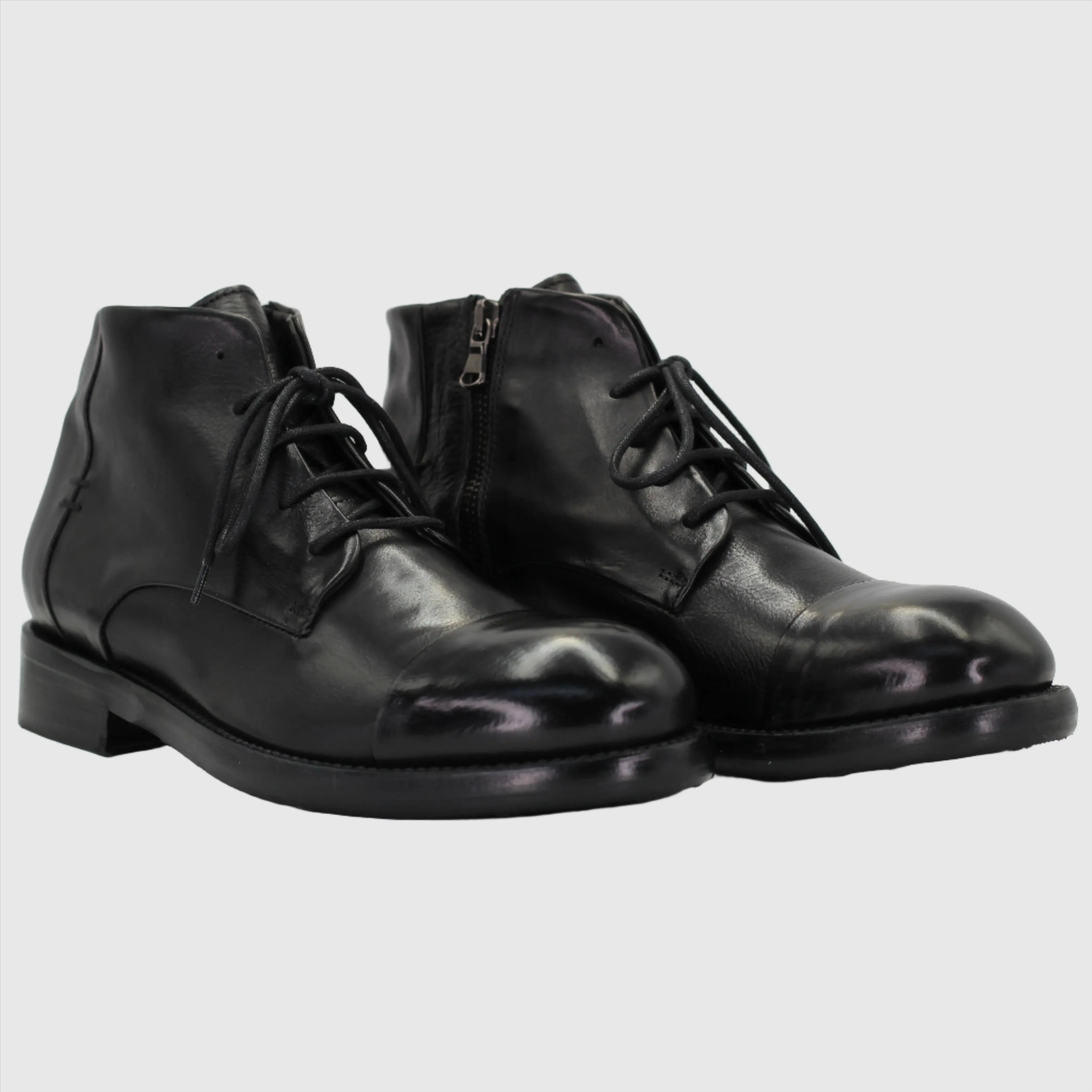 Men's Lace-Up Ankle Boot in Calf Leather Nero (JPU36526/9)