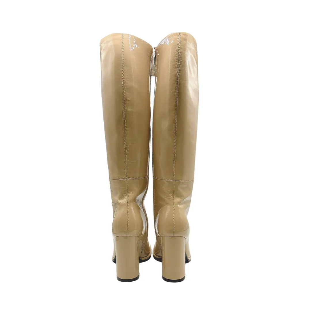 Metal Toe Patent Leather Boots