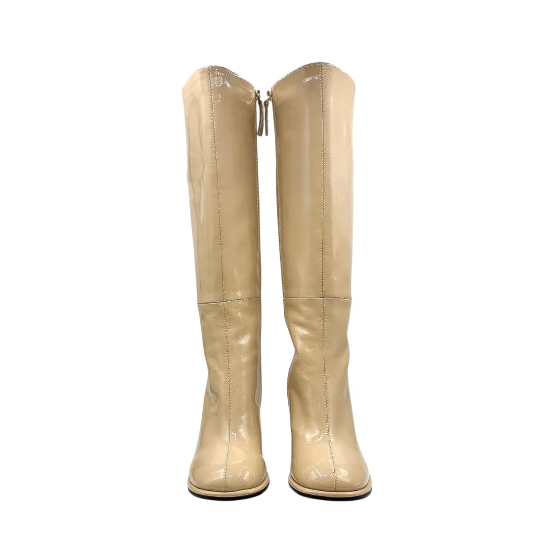 Metal Toe Patent Leather Boots