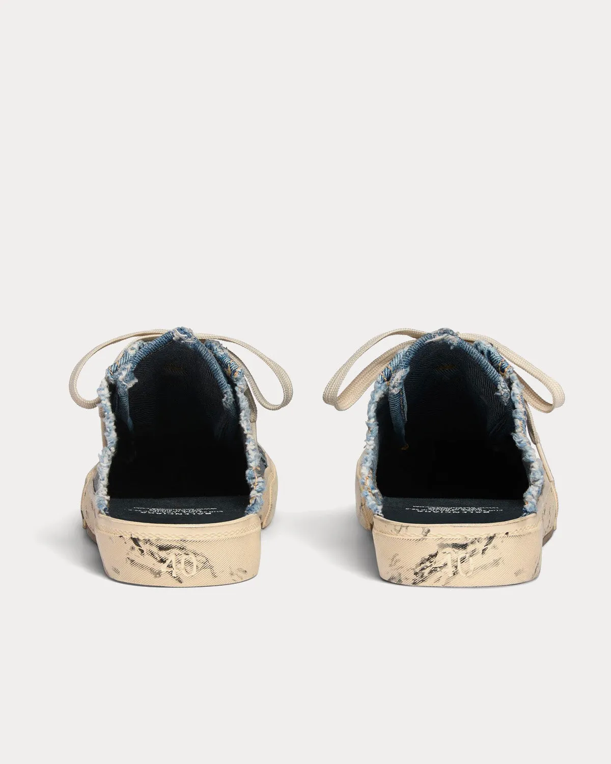 Paris Mule Destroyed Denim & Rubber Blue Slip On Sneakers