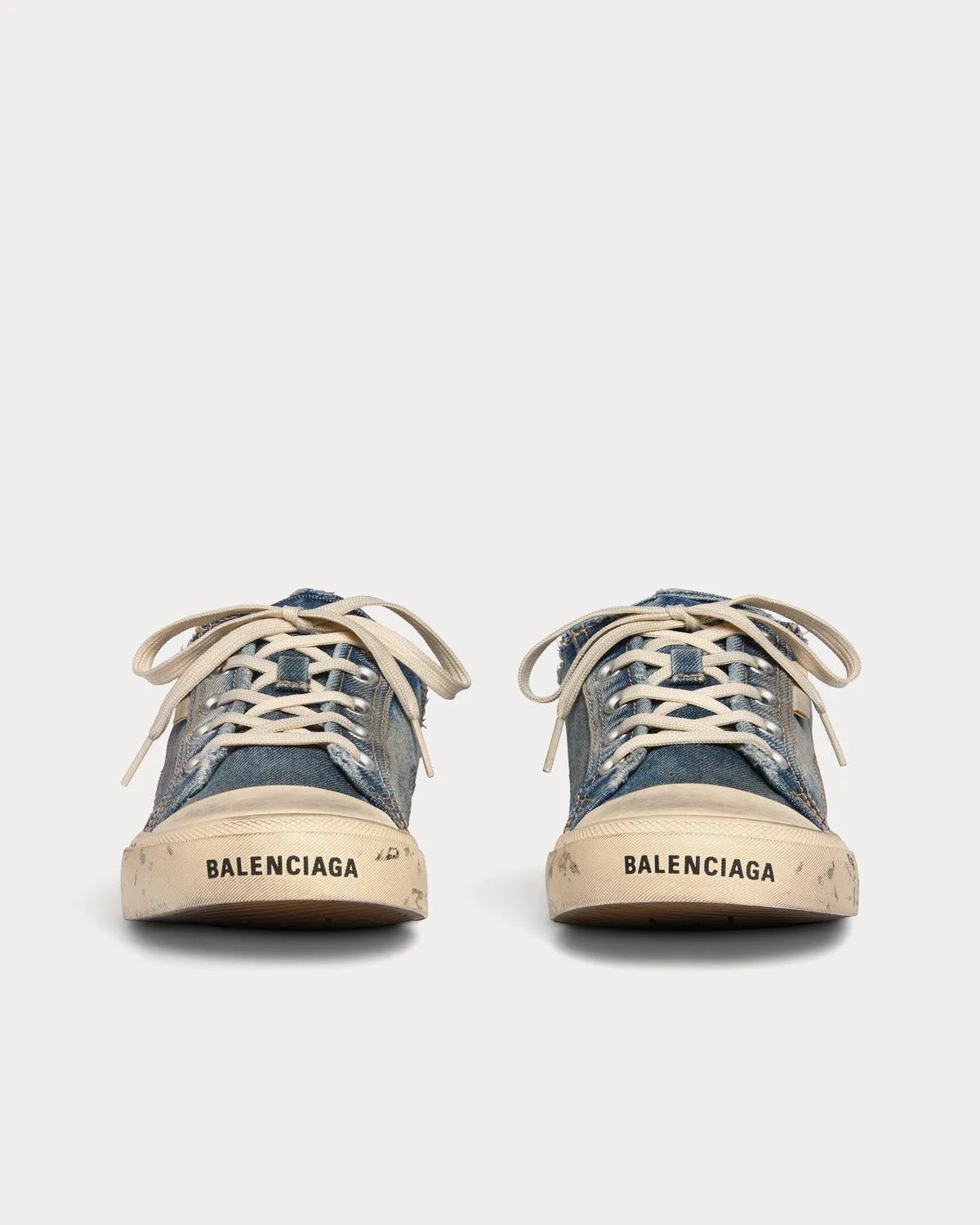 Paris Mule Destroyed Denim & Rubber Blue Slip On Sneakers