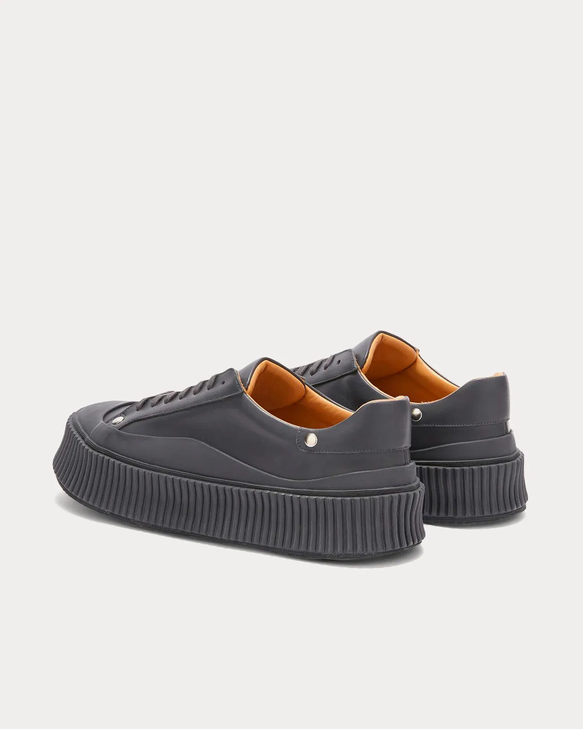 Platform Leather Dark Grey Low Top Sneakers