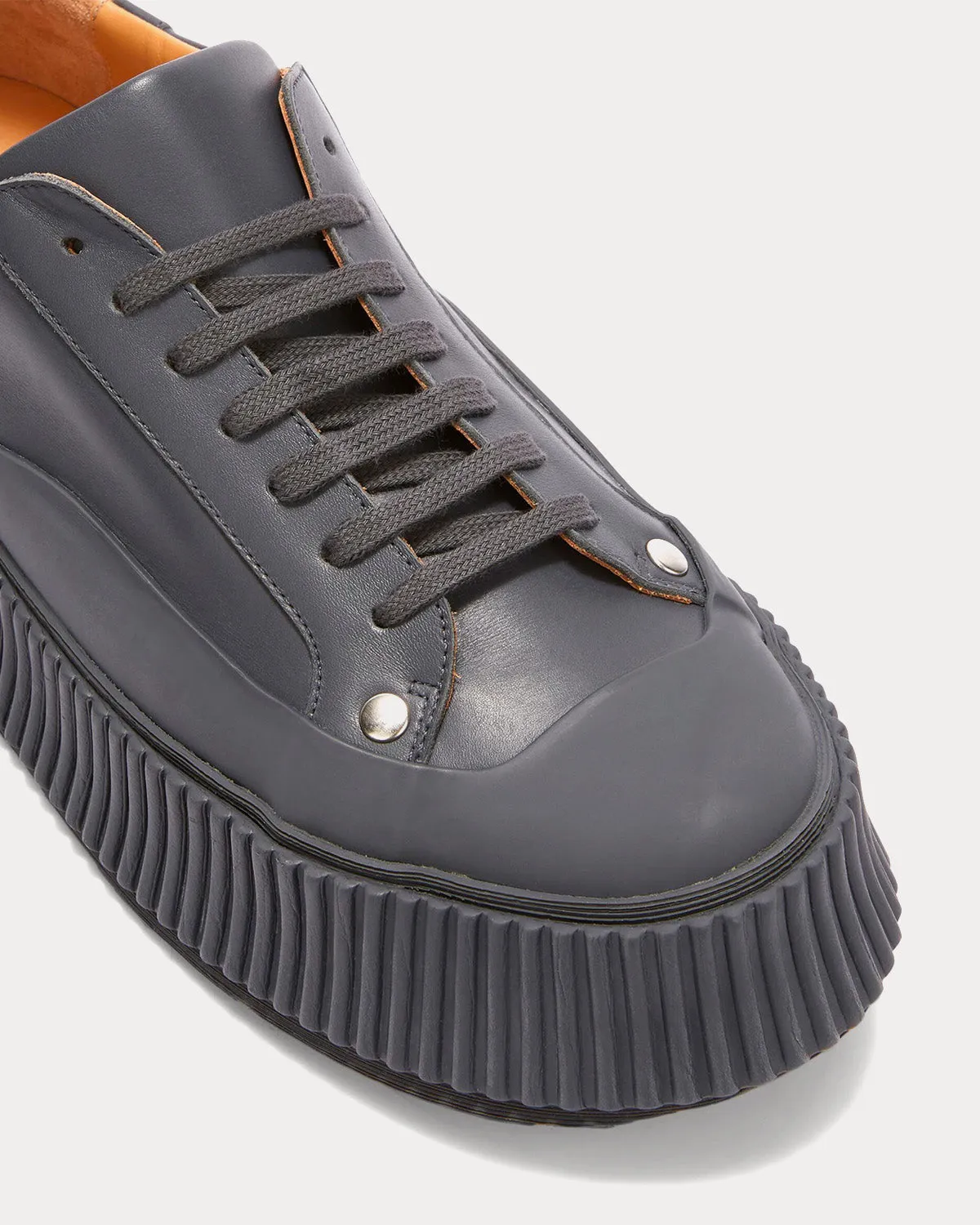 Platform Leather Dark Grey Low Top Sneakers