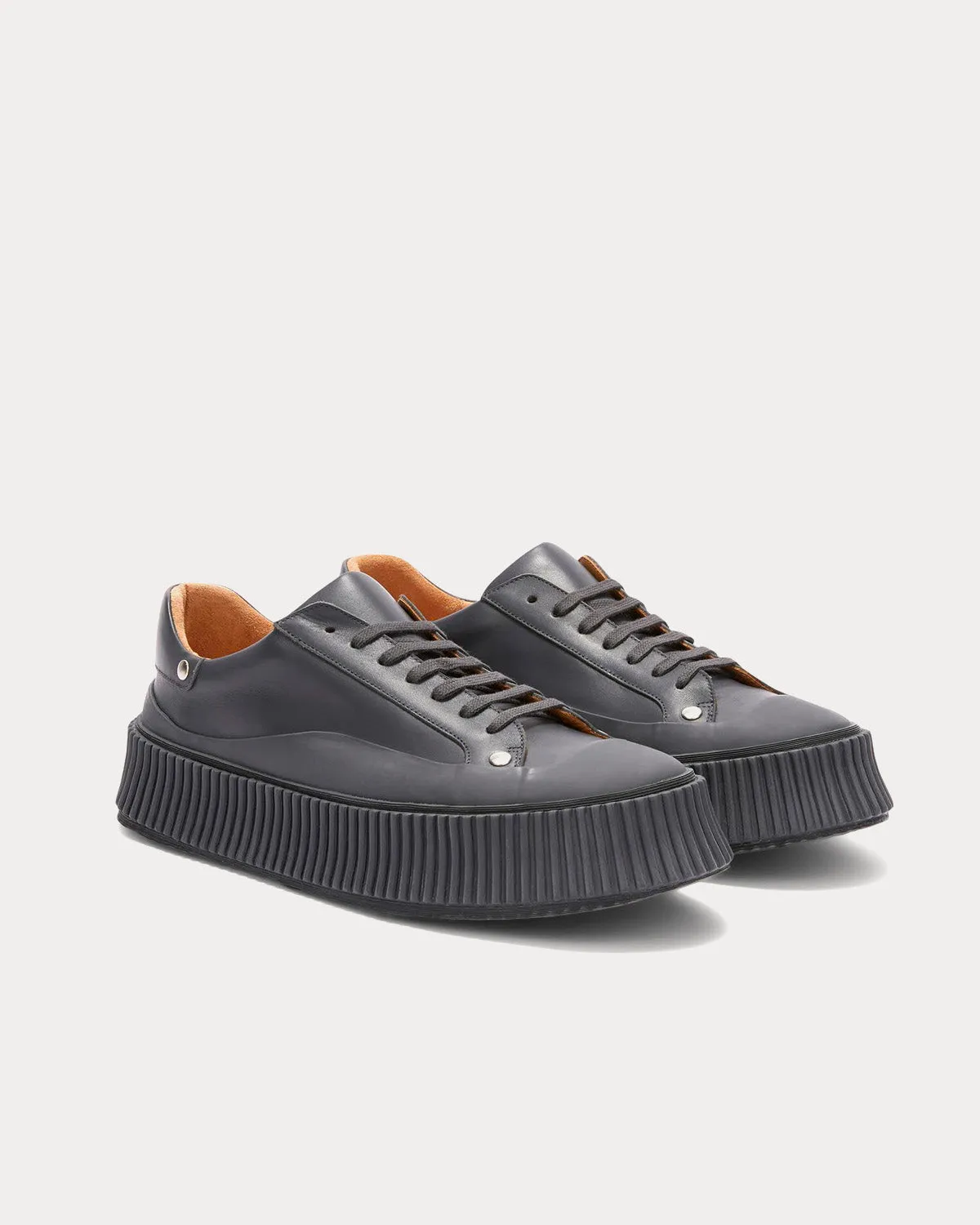 Platform Leather Dark Grey Low Top Sneakers