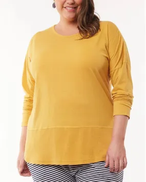 Plus Size Rib Long Sleeve Tee - Mustard