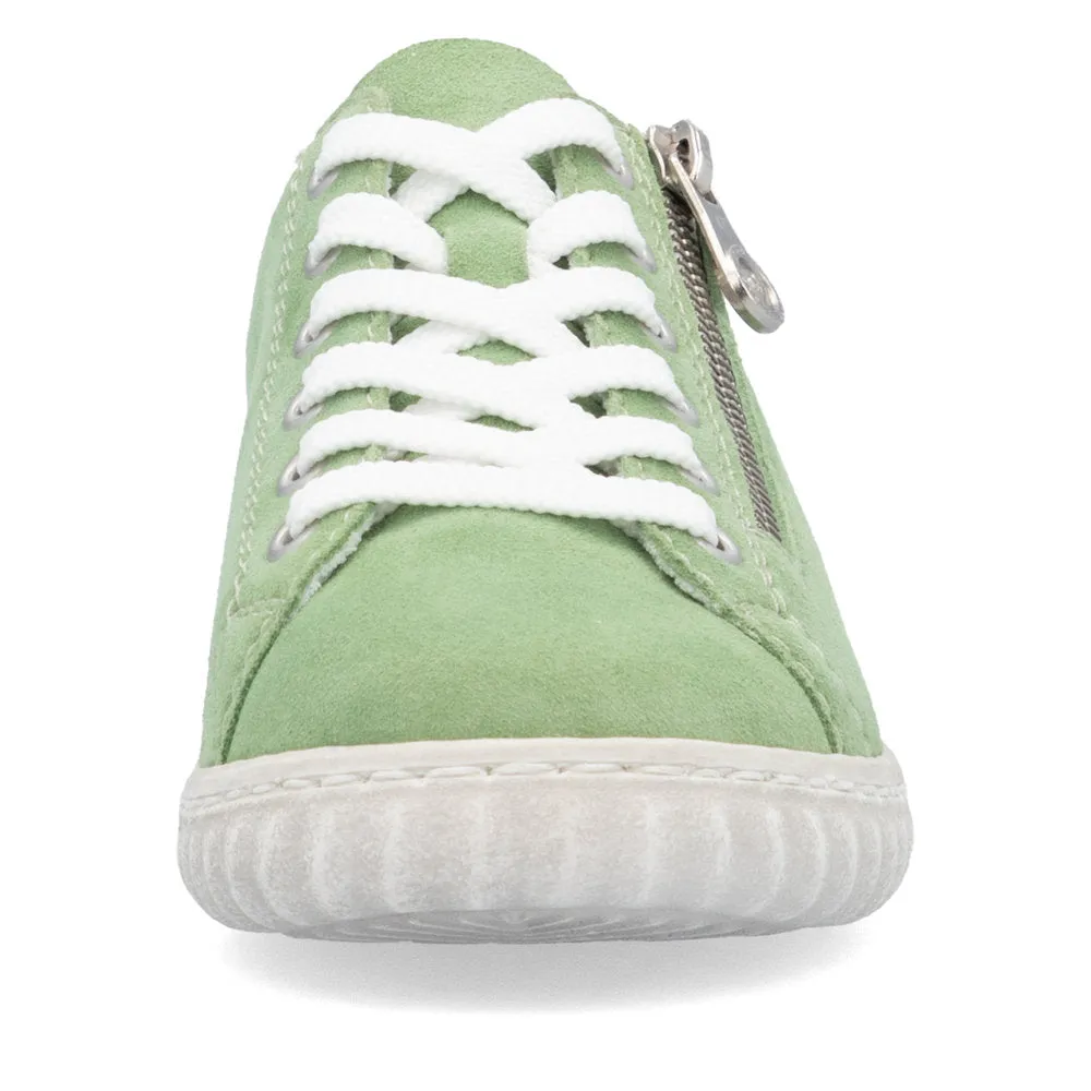 Rieker Ladies Zip Side Lace Up Suede Sneaker