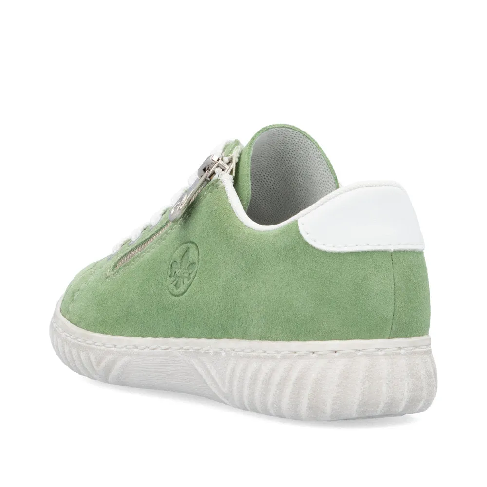Rieker Ladies Zip Side Lace Up Suede Sneaker