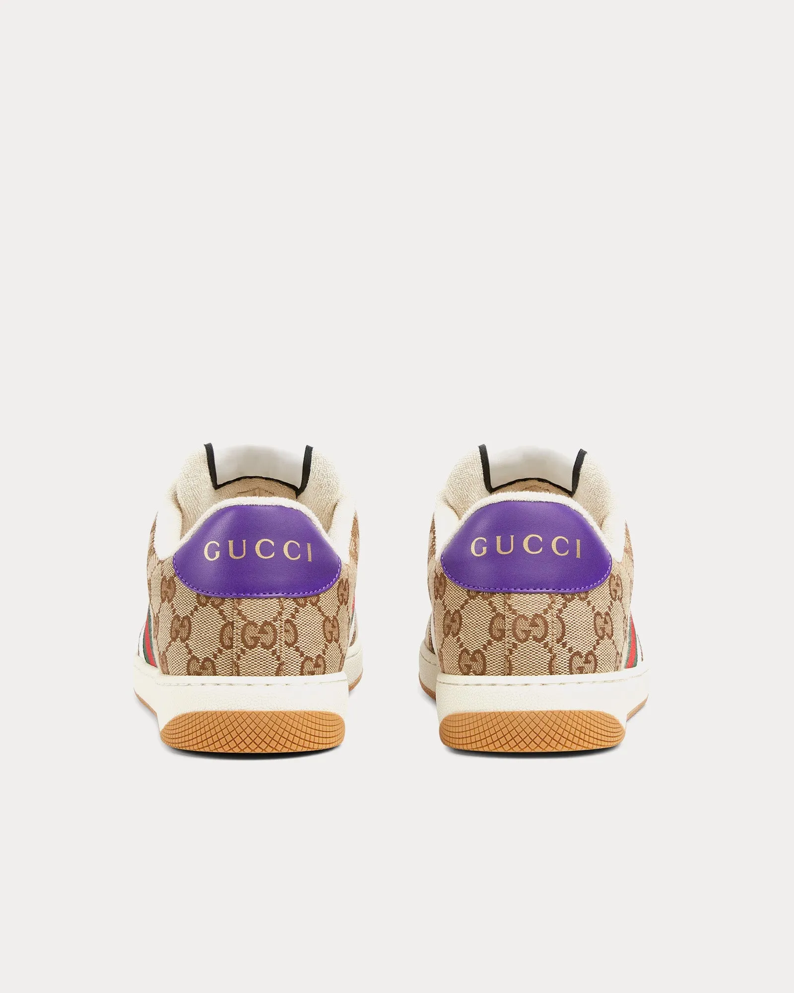 Screener with GG Canvas & Web Beige / Dark Brown / Purple Low Top Sneakers