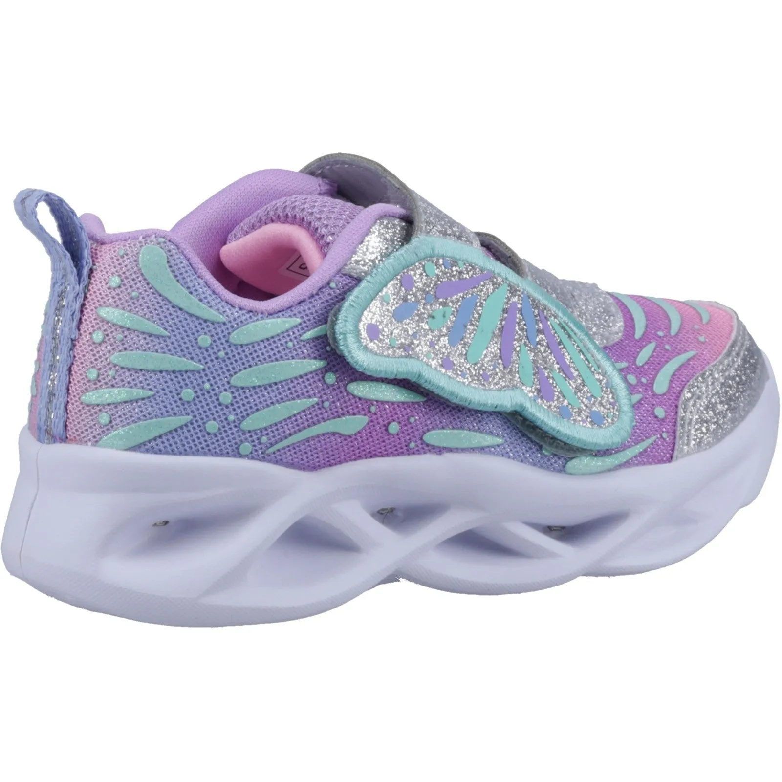 Skechers Infant Girls Twisty Brights Wingin' It Light Up Trainers - Silver