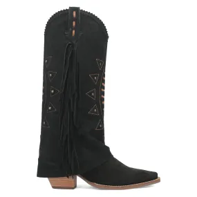 Spirit Trail Studded Embroidered Fringe Snip Toe Pull On Cowboy Boots