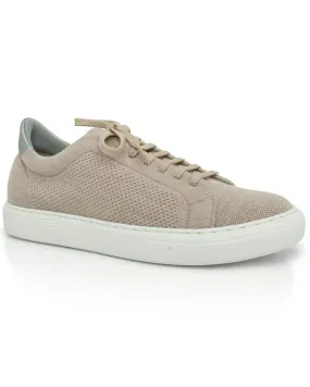 Tan Perforated Wool Knit Low Top Sneakers