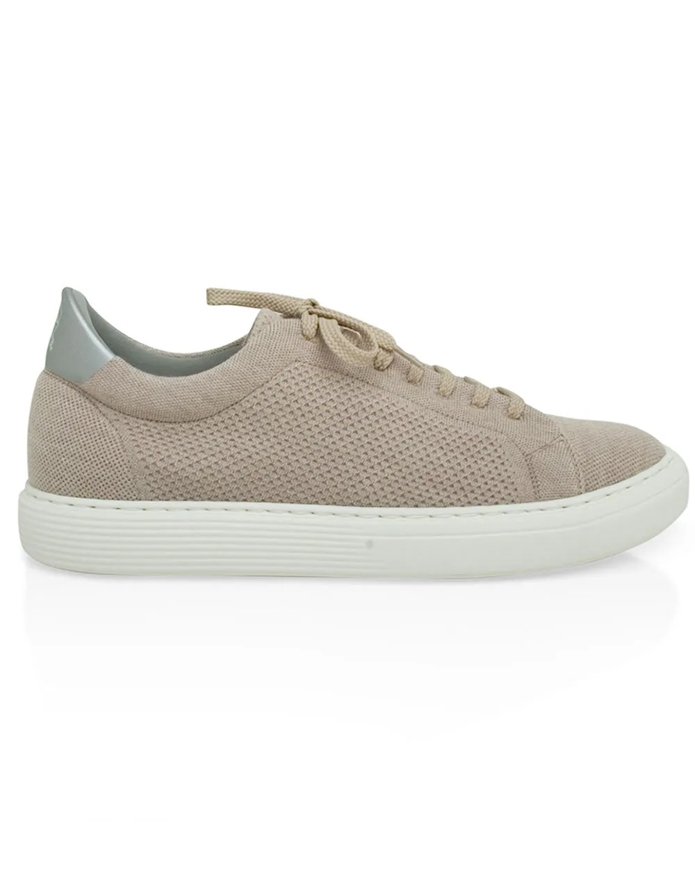 Tan Perforated Wool Knit Low Top Sneakers