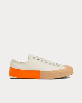 Tape Appliqued Vulcanized Canvas White / Orange Low Top Sneakers