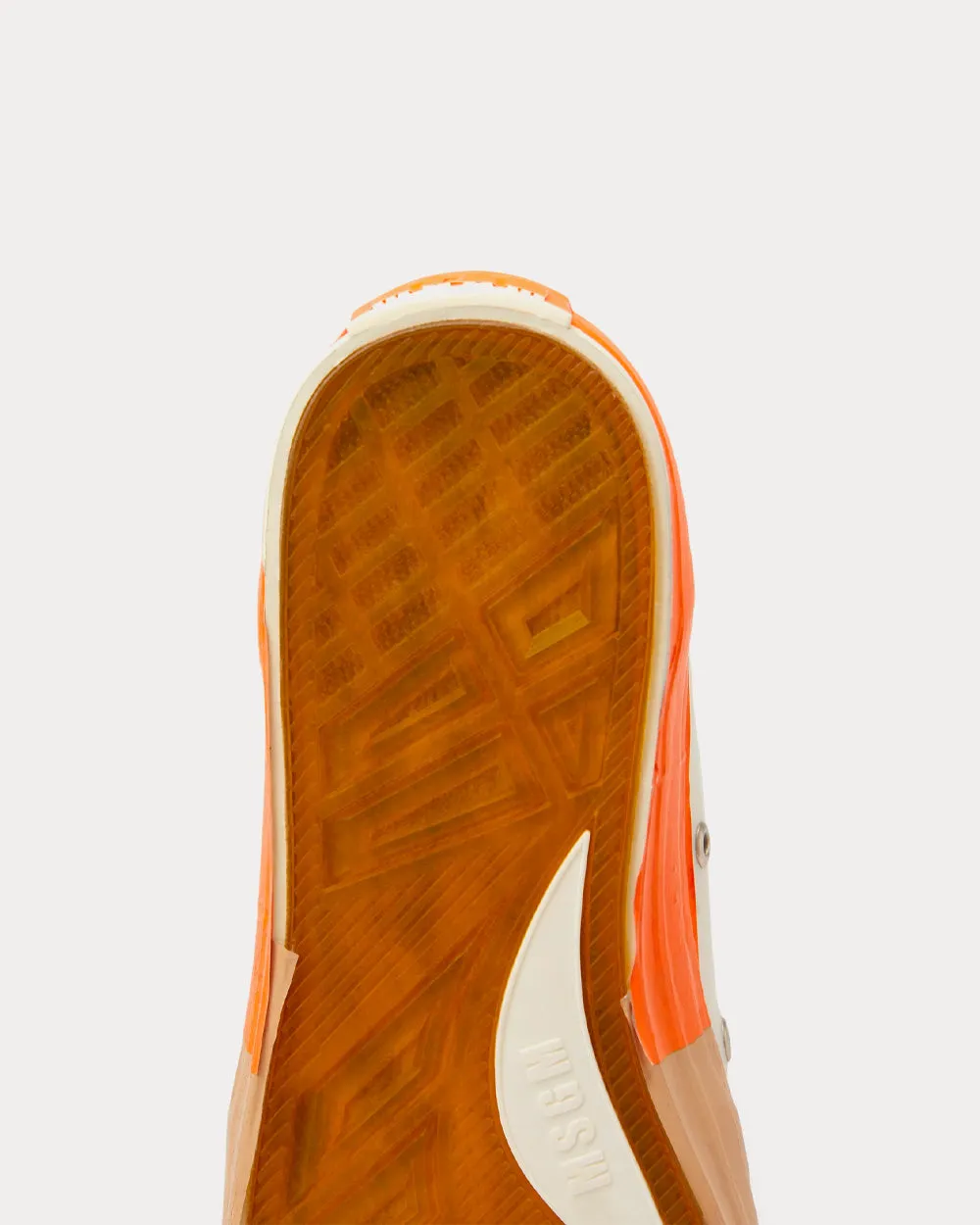 Tape Appliqued Vulcanized Canvas White / Orange Low Top Sneakers