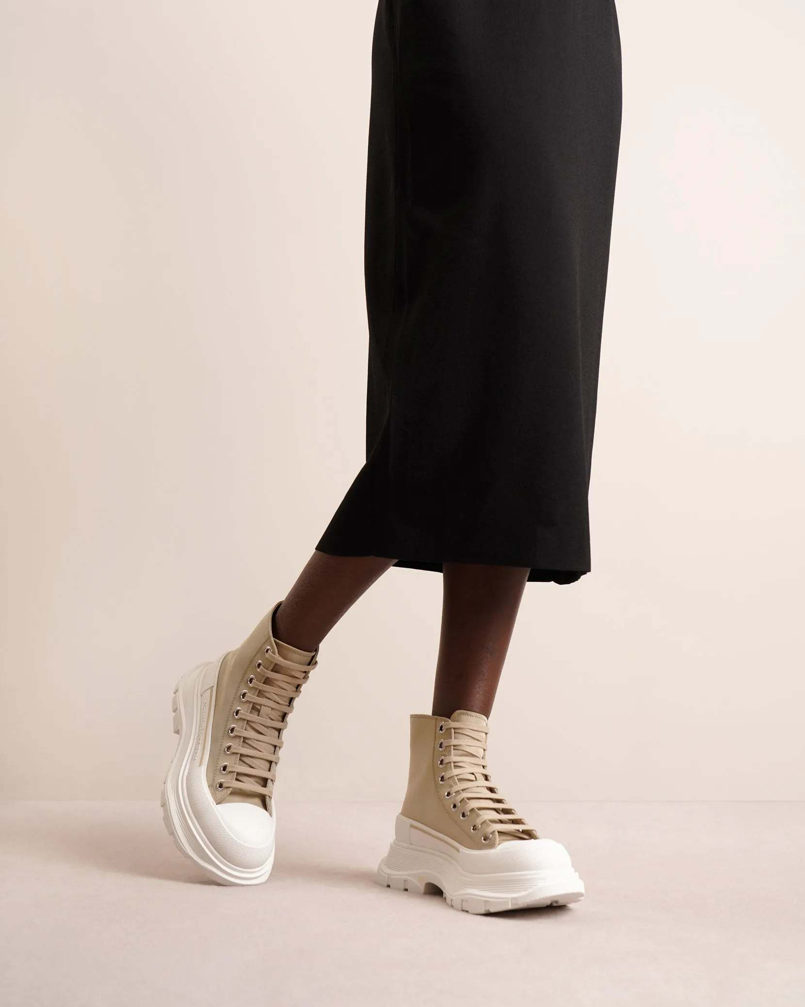 Tread slick beige canvas high top