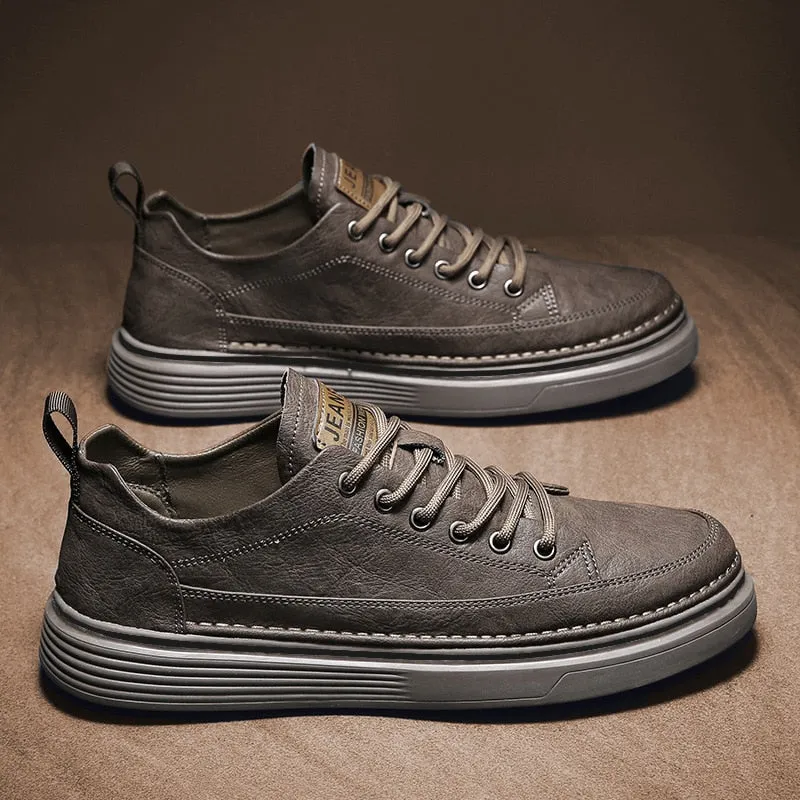 Vulcanized Sneakers For Men Trend Casual Leather Shoes Tenis Luxury Trainer Race Korean Mens Walking Running Jogging Shoes
