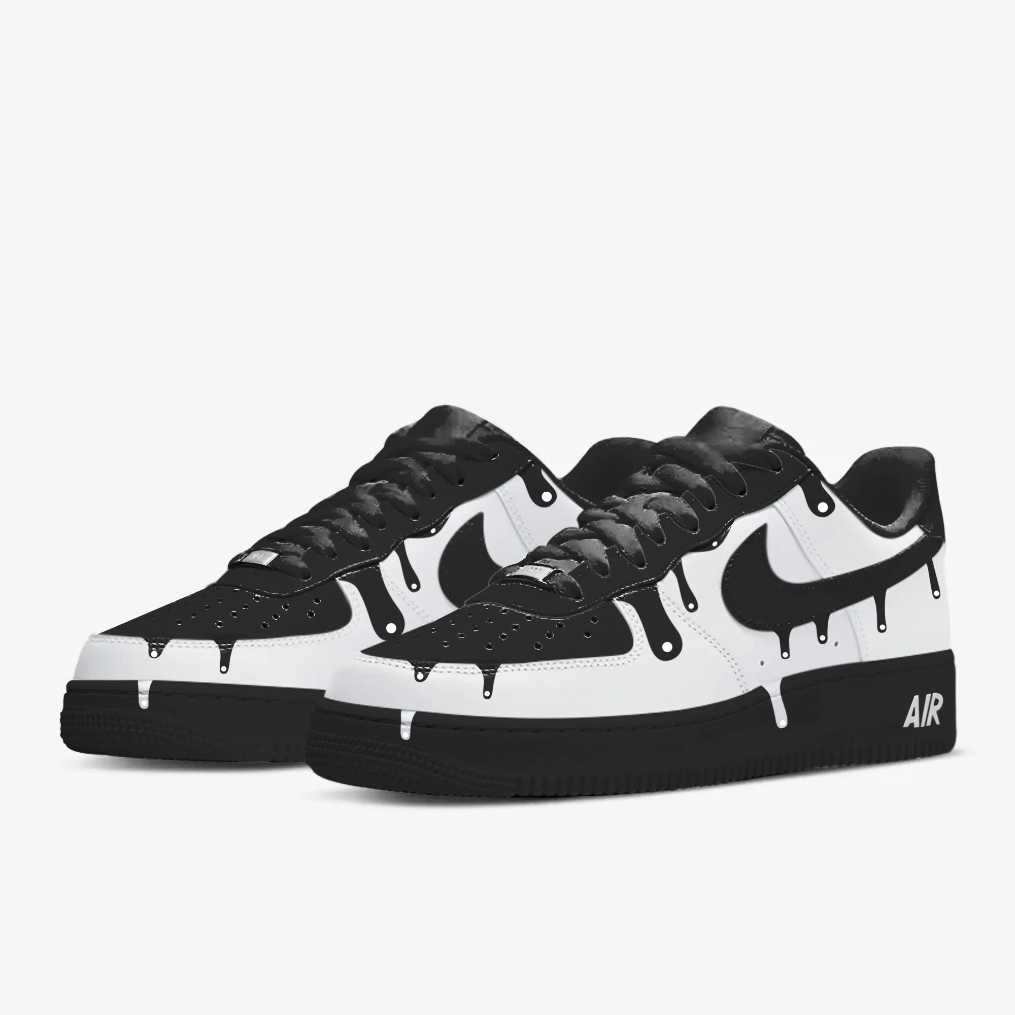 White Cartoon Drip Black AF1