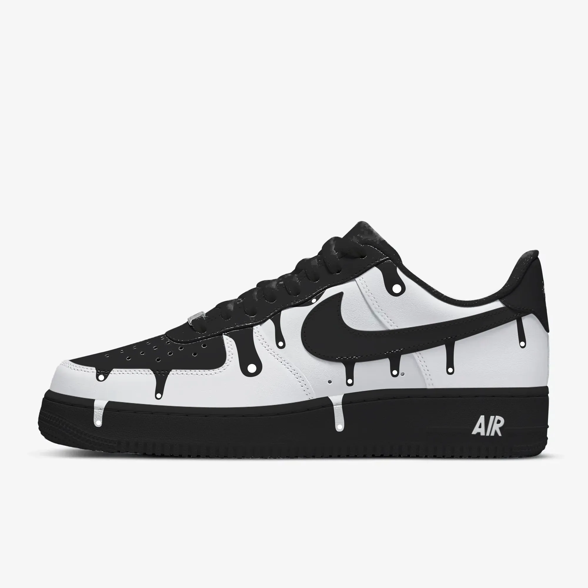 White Cartoon Drip Black AF1