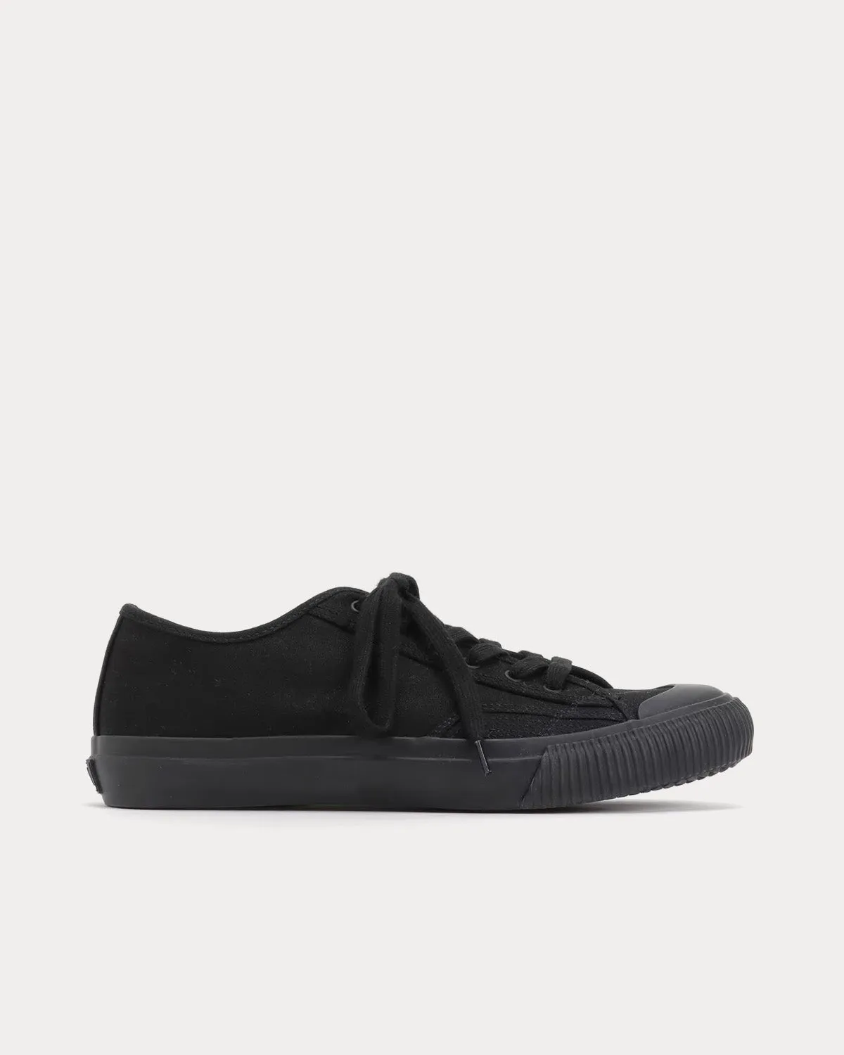 Y's No.9 Flat Canvas Black Low Top Sneakers