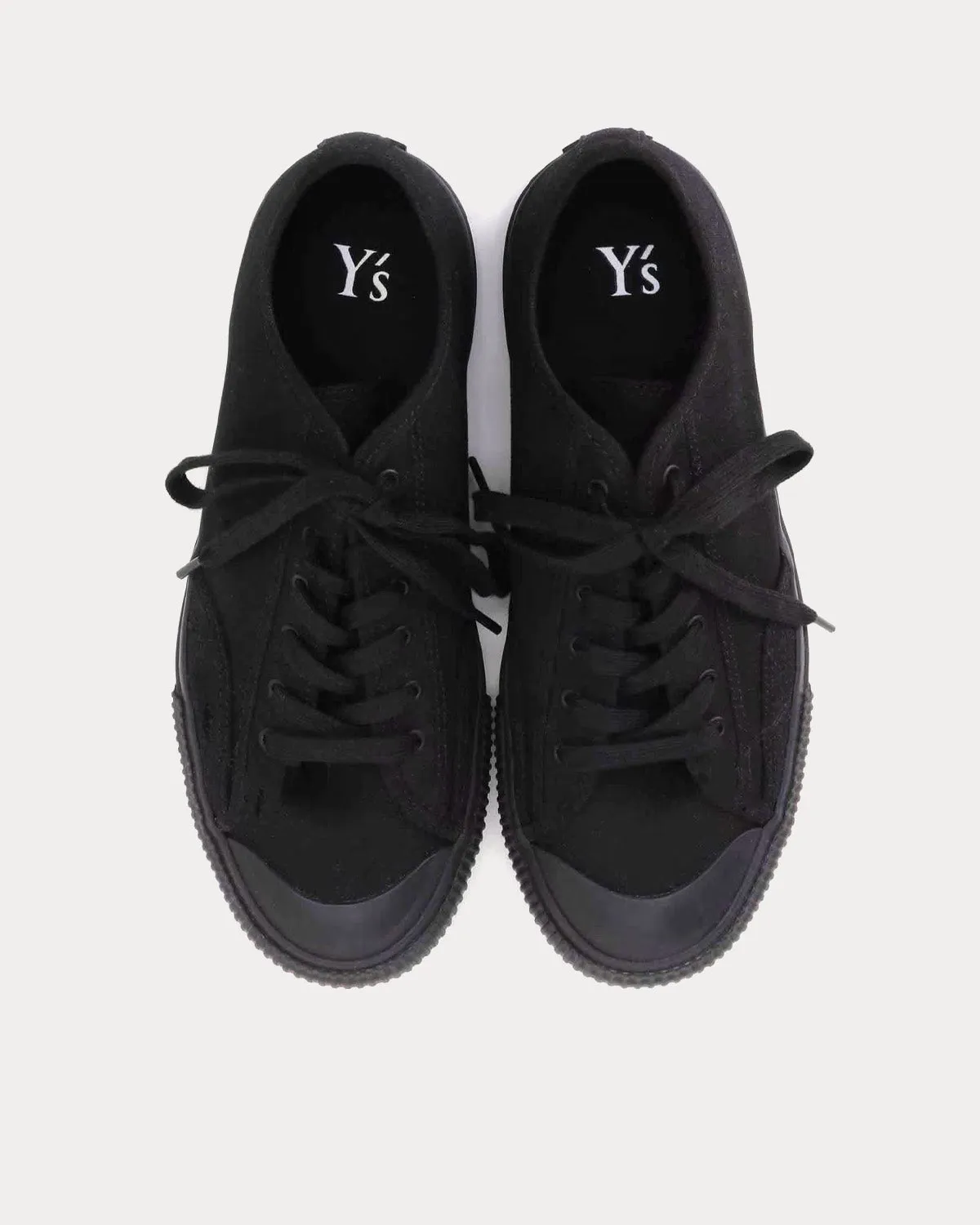 Y's No.9 Flat Canvas Black Low Top Sneakers
